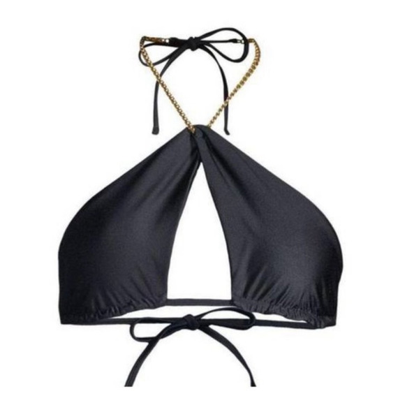 PQ Swim Black Gwen Chain Bikini Top Sz D-Cup NWT - Picture 2 of 10